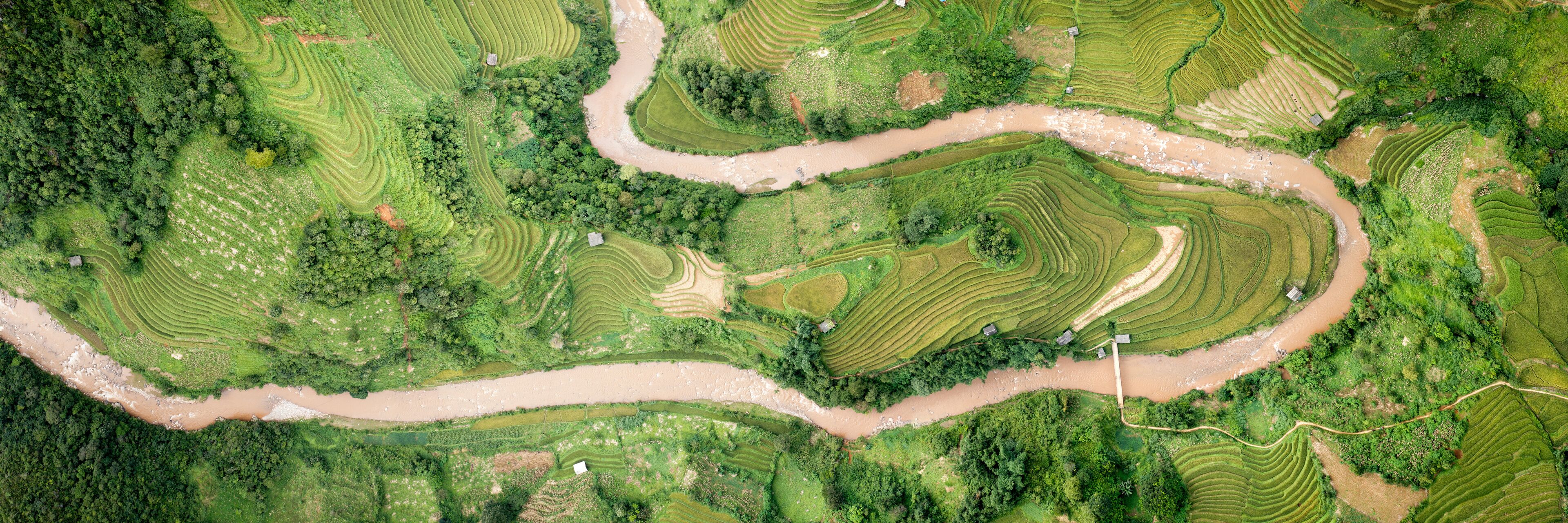 Mu Cang Chai Rice Terraces from above Vietnam