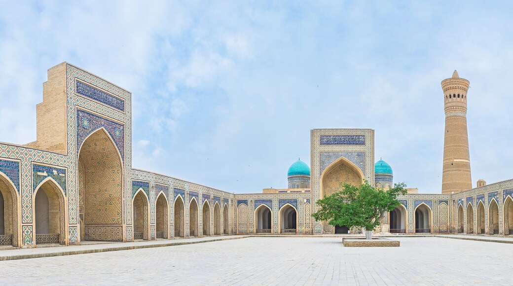 The ornate courtyard of Poi Kalyan Mosque, Bukhara, Uzbekistan