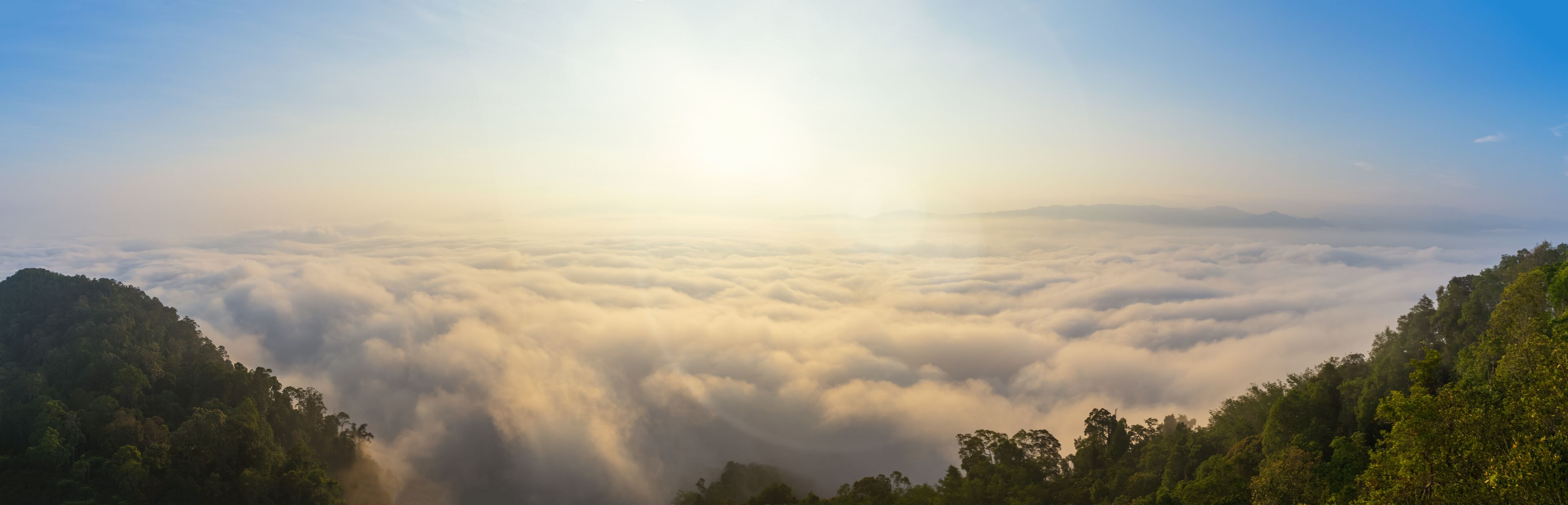 Sunrise and sea of mist, view from Aiyoeweng View Point at Yala, Thailand