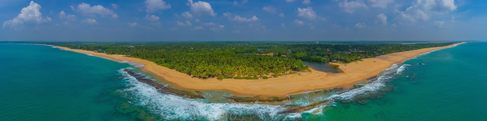 Aerial view of Marakolliya beach at Sri Lanka