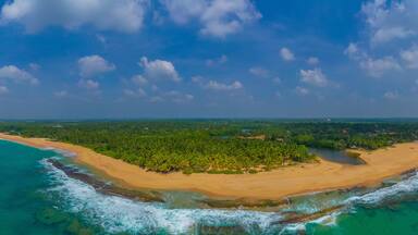 Aerial view of Marakolliya beach at Sri Lanka