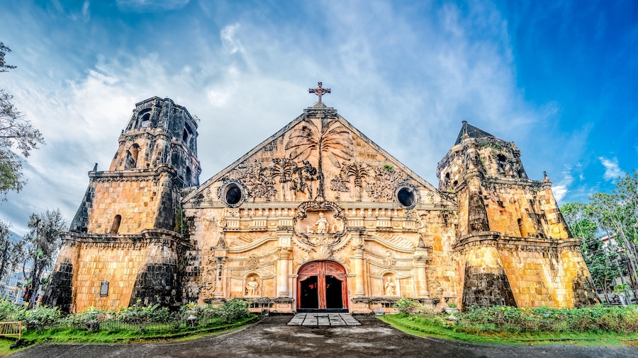 Miag-ao Church, Iloilo, Philippines. An 18th-century place of worship built by Spanish Catholic missionaries featuring Baroque architecture considered UNESCO world heritage site