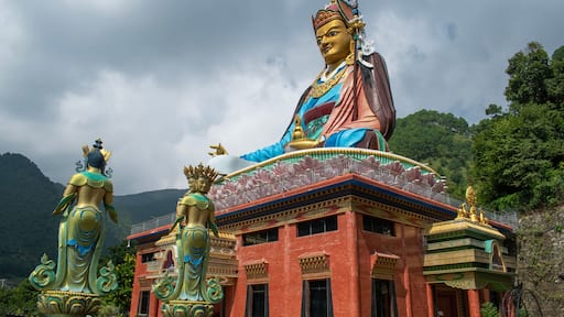 Dakshinkali, Nepal: the 40 metres high statue of Guru Rinpoche (Padmasambhava, Born from a Lotus), tantric Buddhist Vajra master, built in 2012, overlooking Dollu and Pharping monasteries