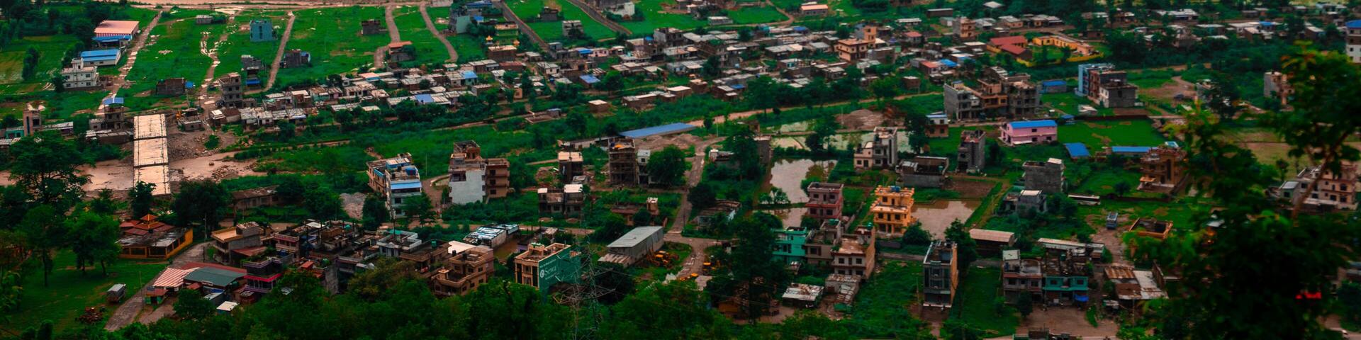 aerial view of the city of Butwal, Nepal