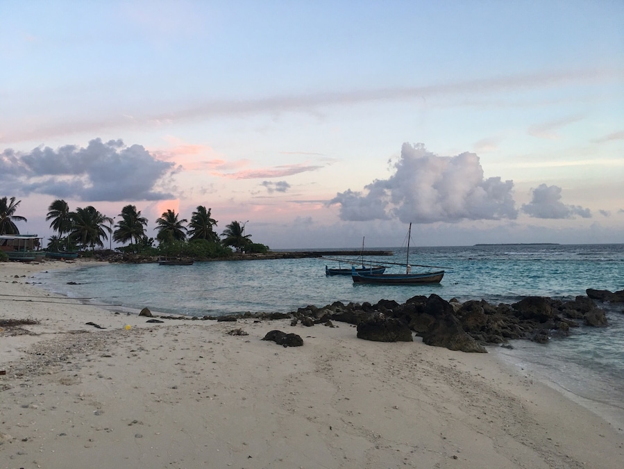 Sunset near the bikini beach on Hangnaameedhoo island in the Maldives. #AquaTrove