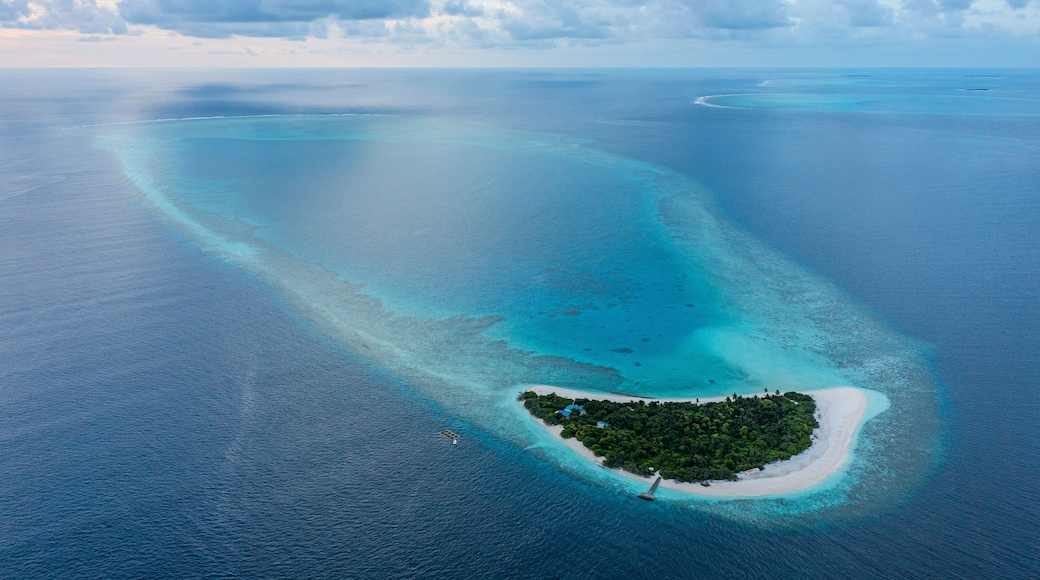 Aerial view of Raa Atoll on Fenfushi Island, Laccadive Sea, Indian Ocean, Maldives archipelagos.