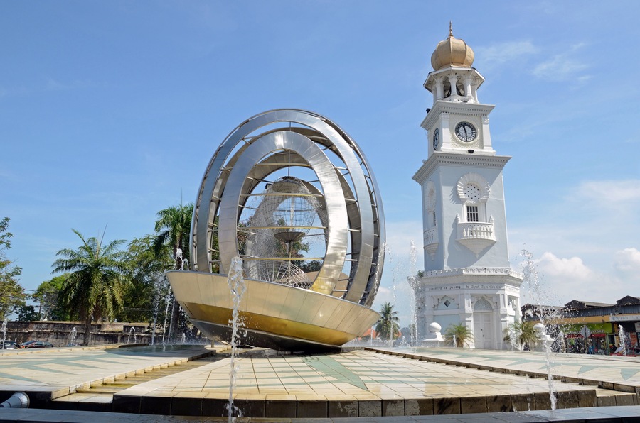Queen Victoria Memorial clock tower in Penang island,Malaysia