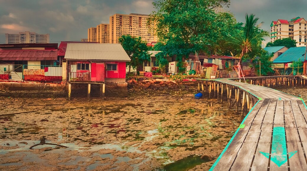 Sunrise at Penang. Yeoh jetty on the foreground , Malaysia. Panorama