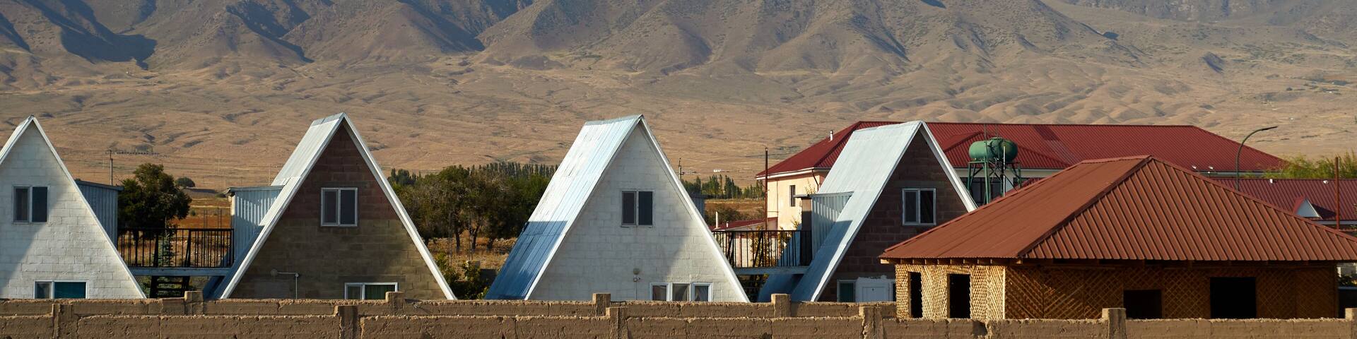 Kungoy Ala-Too or Kungey Alataw mountain view from Ysyk Kol and Tamchy village