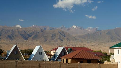Kungoy Ala-Too or Kungey Alataw mountain view from Ysyk Kol and Tamchy village