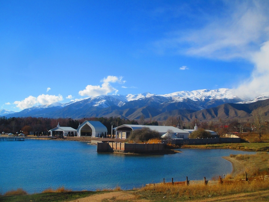 On the northern shore of Issyk-kul lake, in Krygyzstan. Not many people in March, but the view is always incredible!