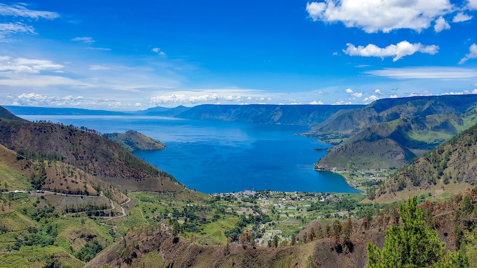 Beautiful view of Danau Toba or Lake Toba at Sumatera Utara, Indonesia