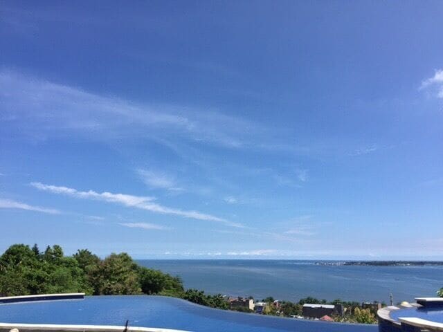 The scenery during the day from the pool at Bukit Kenari Hotel before we return to Makassar• #scenery at #parepare #VISIT #south #Sulawesi #infinity #pool #view