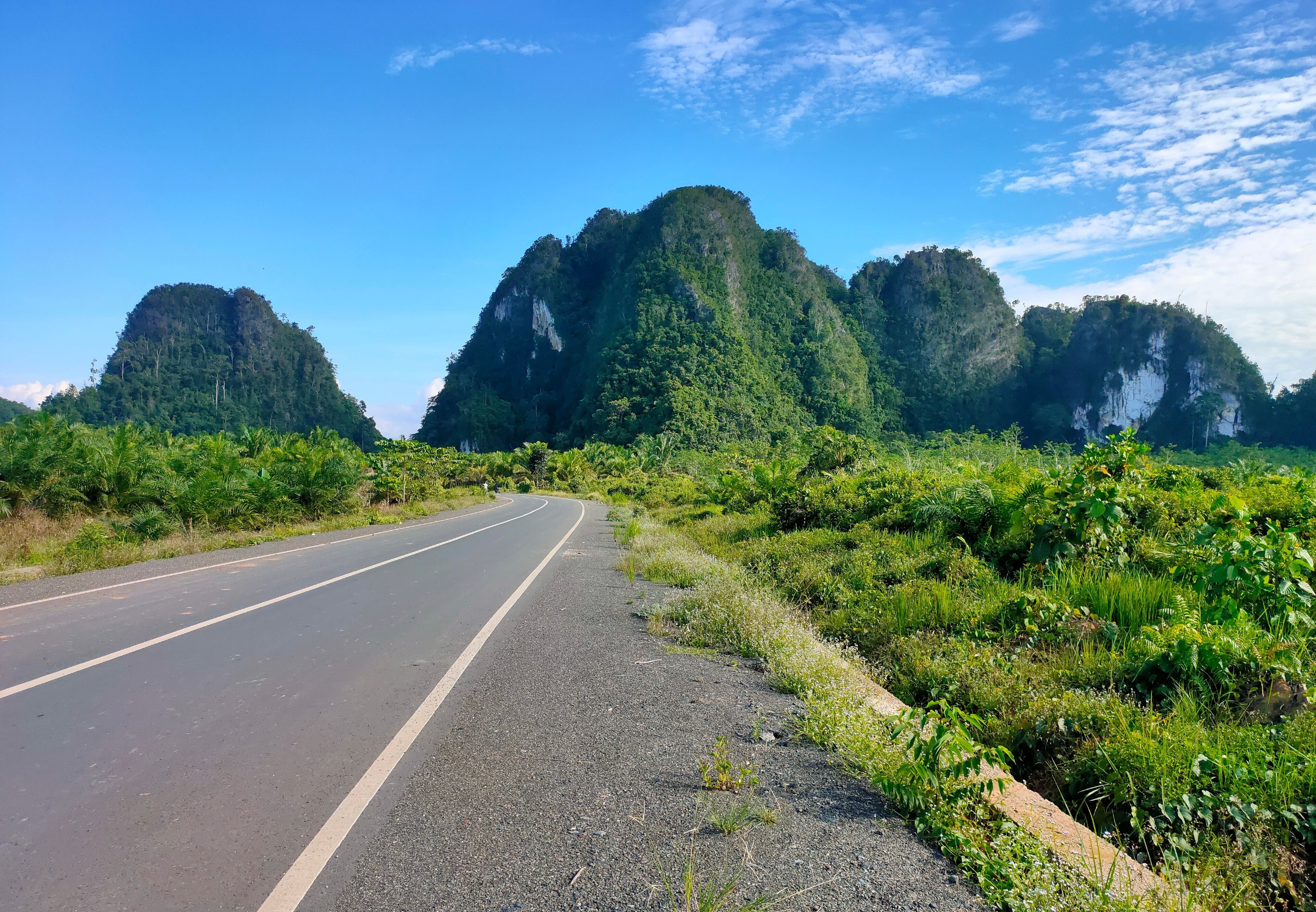 limestone mountains on the Batulicin by pass road in Banjarbaru