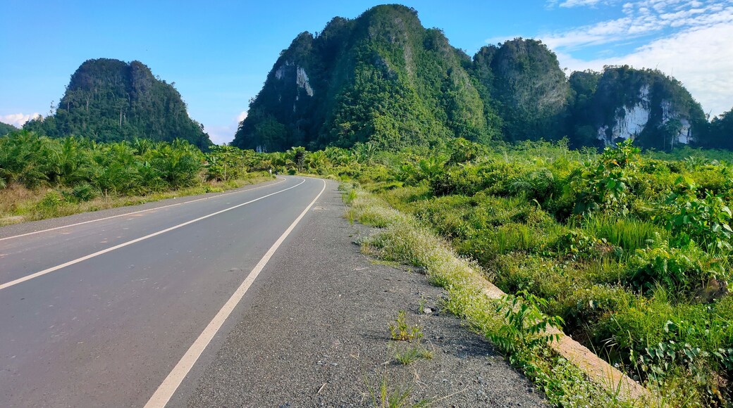 limestone mountains on the Batulicin by pass road in Banjarbaru