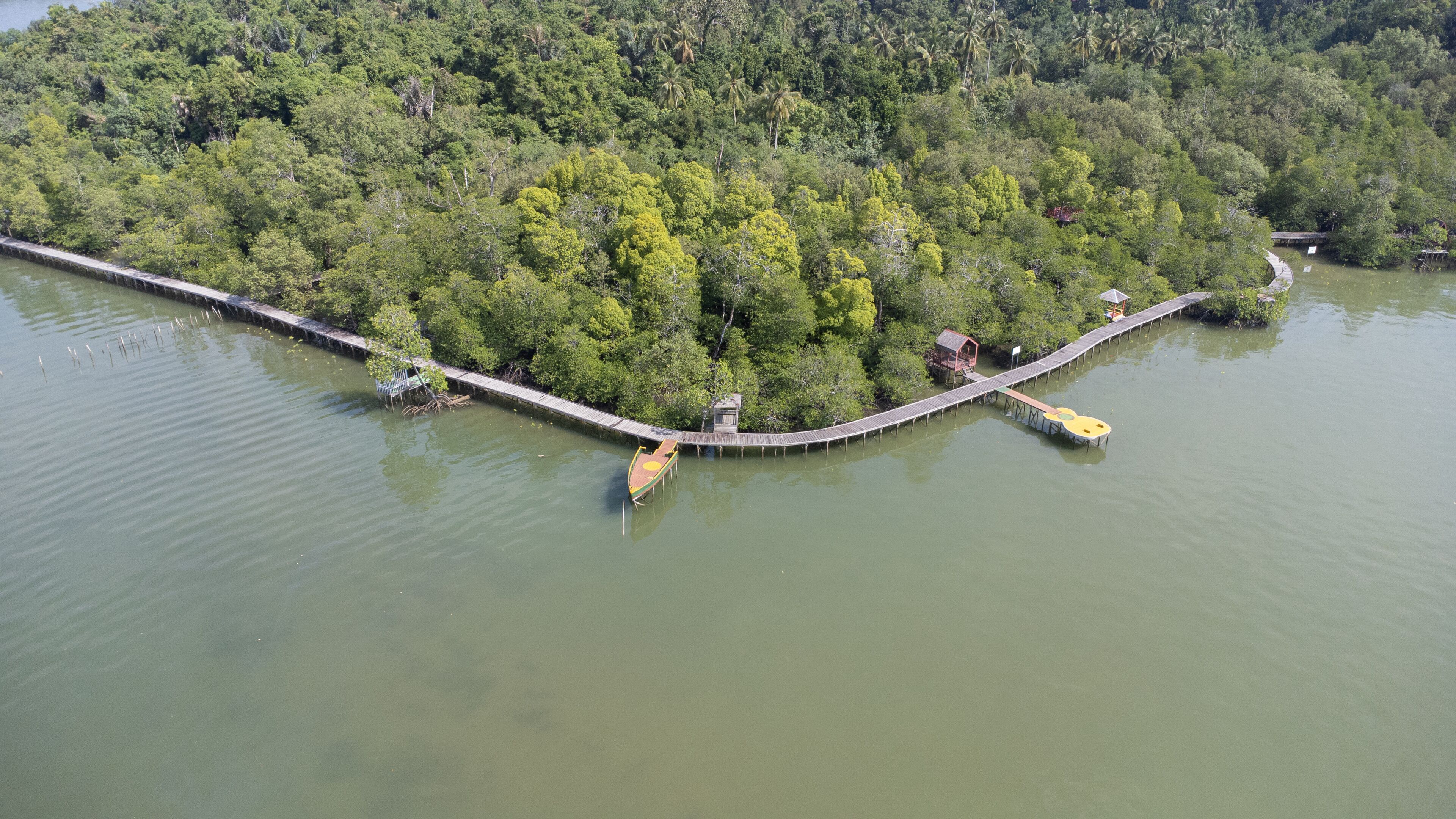 The pier of the Bird Island tourist spot or pulau burung in Batulicin, South Kalimantan