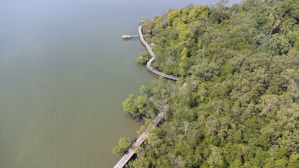 The pier of the Bird Island tourist spot or pulau burung in Batulicin, South Kalimantan