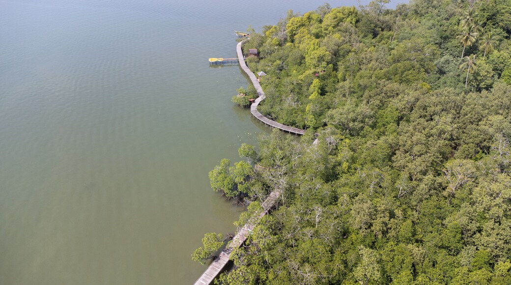 The pier of the Bird Island tourist spot or pulau burung in Batulicin, South Kalimantan