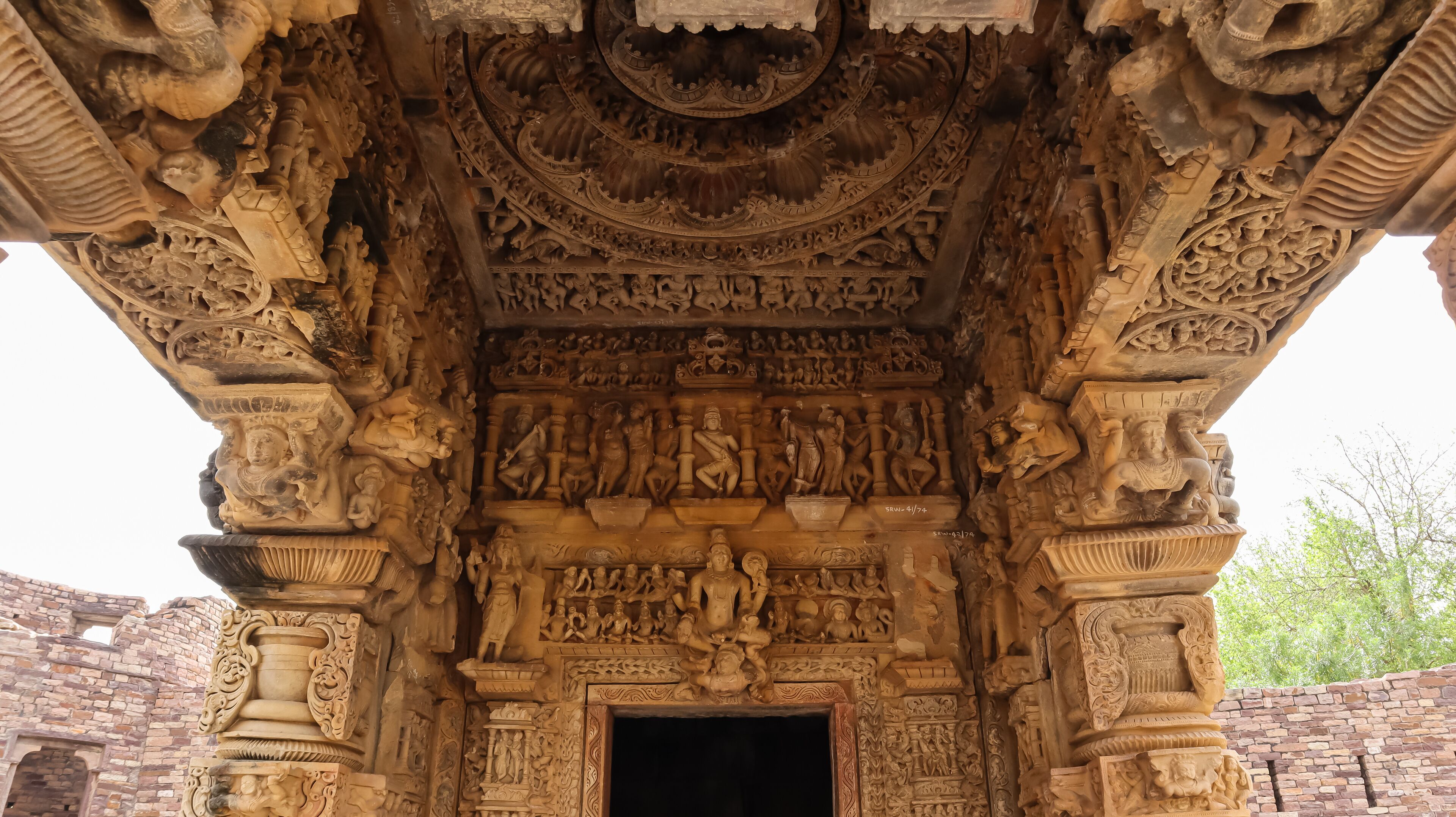 India, Madhya Pradesh, Morena, Beautiful Carvings of Hindu Deities on the Survaya ki Garhi Temple, 