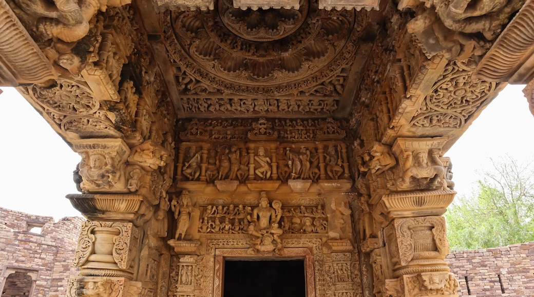 India, Madhya Pradesh, Morena, Beautiful Carvings of Hindu Deities on the Survaya ki Garhi Temple,