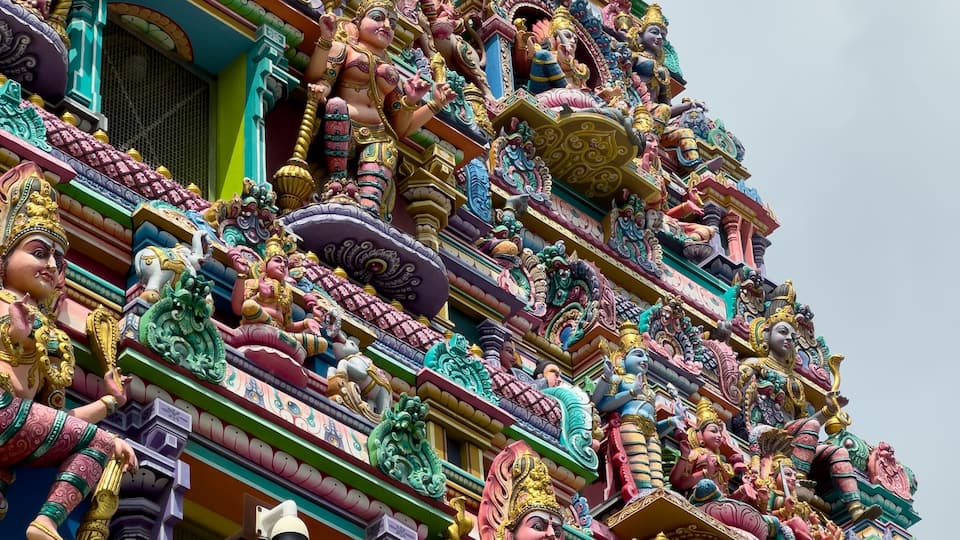View of the Mariamman temple tower of Samayapuram in Tiruchirappalli district, Tamil Nadu