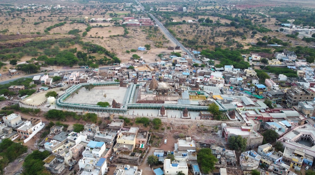 Osian, Rajasthan, India 2nd March 2023: The Sachchiya Mata Temple is located in Osian, near Jodhpur city in the Indian state of Rajasthan. Kuldevi. Jodhpur - Bikaner Highway. Drone shots.