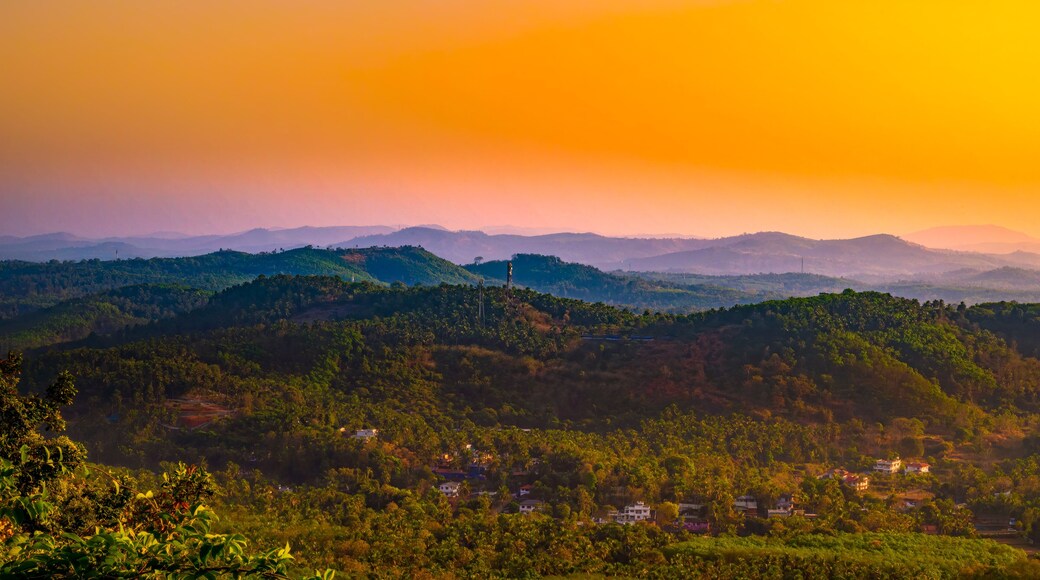 Beautiful Sunset Mountain landscape from Perinthalmanna, Kerala, India