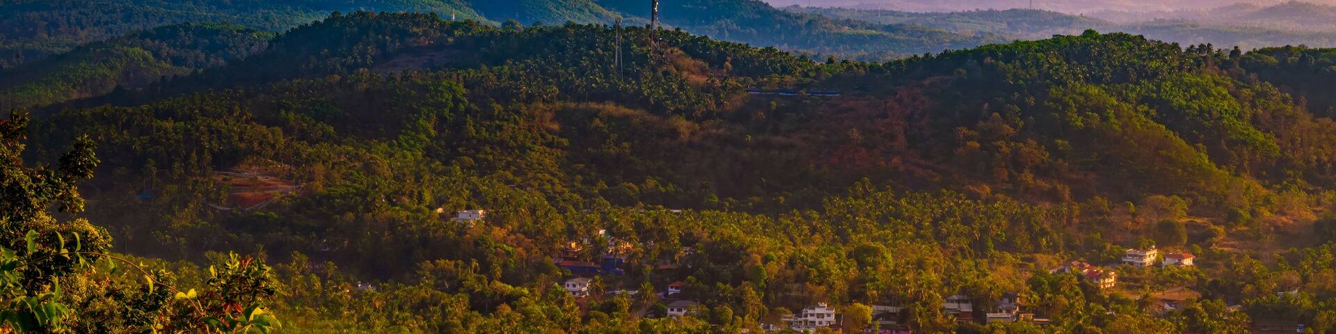 Beautiful Sunset Mountain landscape from Perinthalmanna, Kerala, India