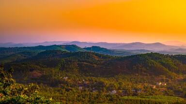 Beautiful Sunset Mountain landscape from Perinthalmanna, Kerala, India