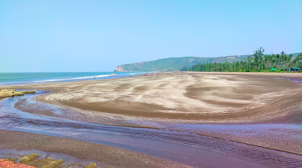 beautiful landscape scenery at harihareshwar beach in maharashtra in india.