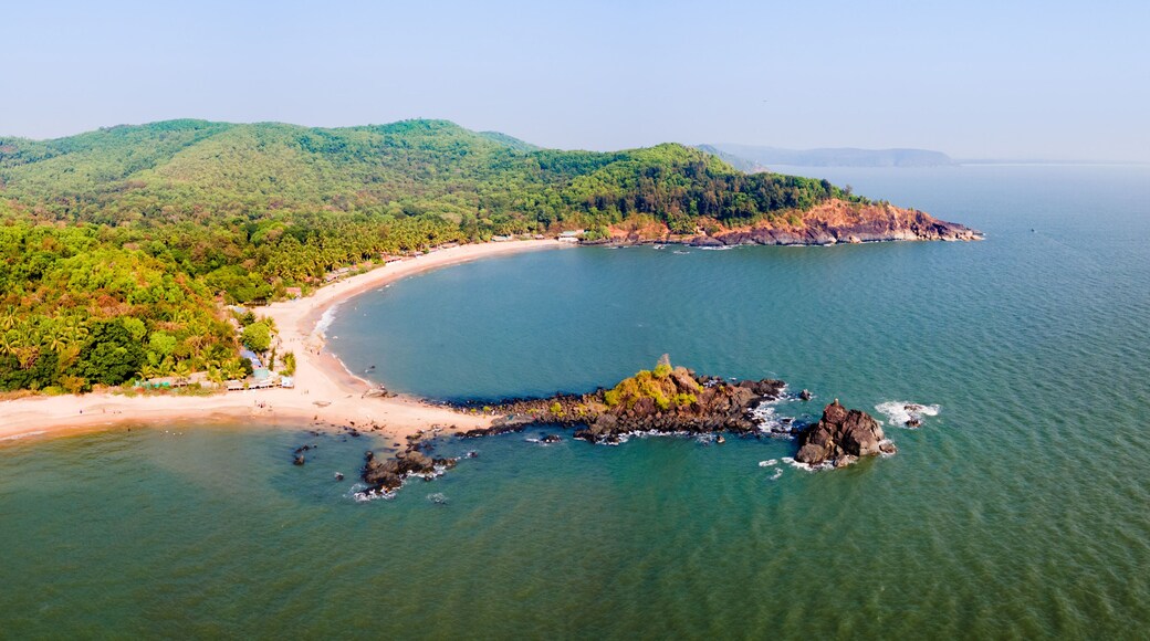 Om Beach aerial panoramic view in Gokarna, India