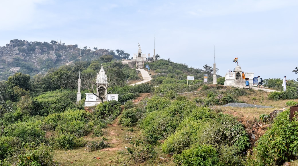 Shikharji Jain Temple area on Parasnath Hill Range. Scenic Landscape View. Chota Nagpur Plateau in Giridih district of Indian state of Jharkhand, India. A Jharkhand Tourism Photo.