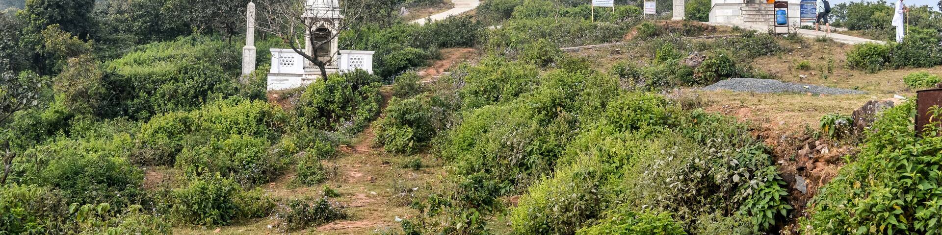 Shikharji Jain Temple area on Parasnath Hill Range. Scenic Landscape View. Chota Nagpur Plateau in Giridih district of Indian state of Jharkhand, India. A Jharkhand Tourism Photo.