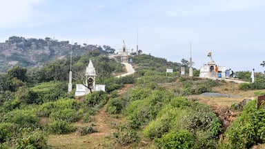 Shikharji Jain Temple area on Parasnath Hill Range. Scenic Landscape View. Chota Nagpur Plateau in Giridih district of Indian state of Jharkhand, India. A Jharkhand Tourism Photo.