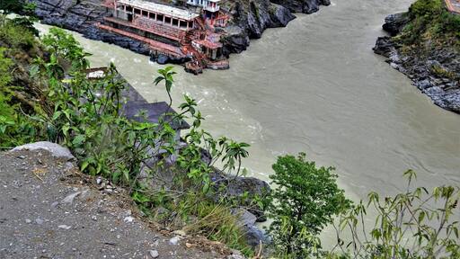 A mighty confluence of the two great rivers Alaknanda and Bhagirathi which merge themselves and called as the holy river Ganga.