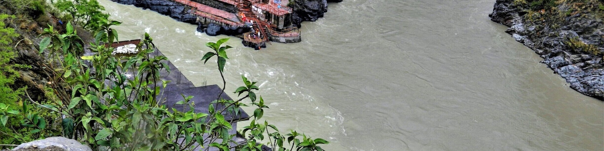A mighty confluence of the two great rivers Alaknanda and Bhagirathi which merge themselves and called as the holy river Ganga.
