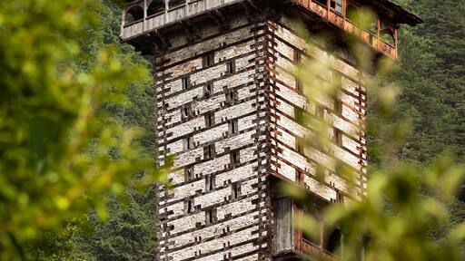Chehni kothi/temple located in tirthan valley of banjar, Kullu, Himachal pradesh, India.