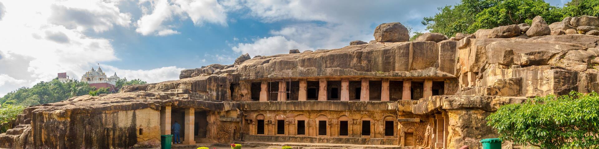 Panoramic view at the Rani Gumpha caves of Udayagiri caves complex in Bhubaneswar - Odisha, India