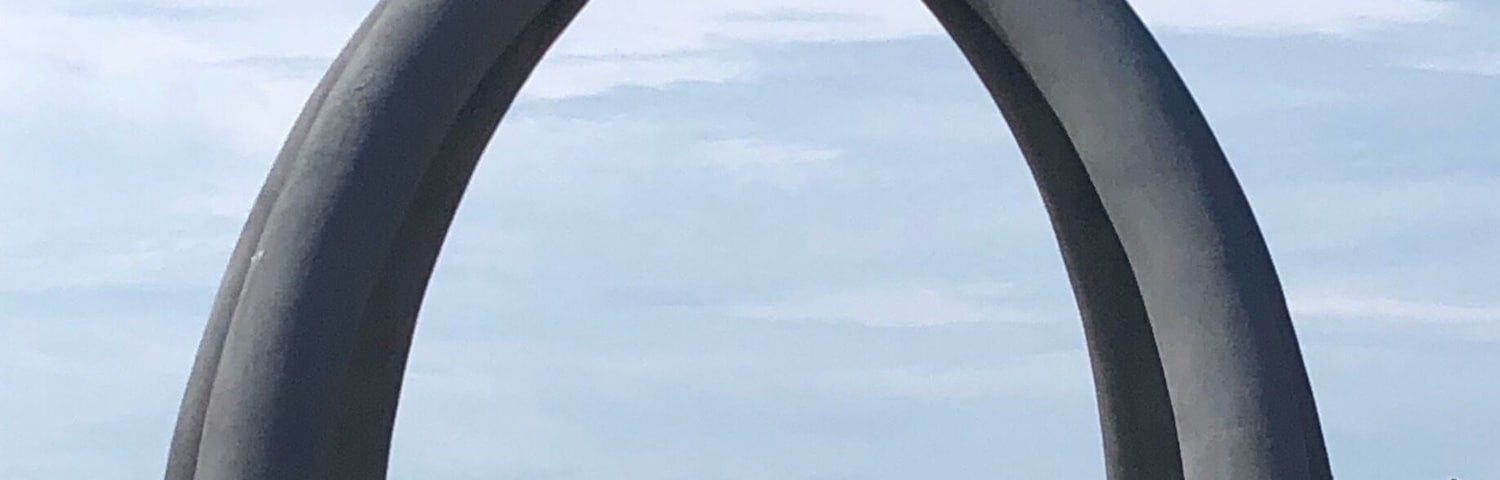 A big sculpture that overlooks the beach in Seria.