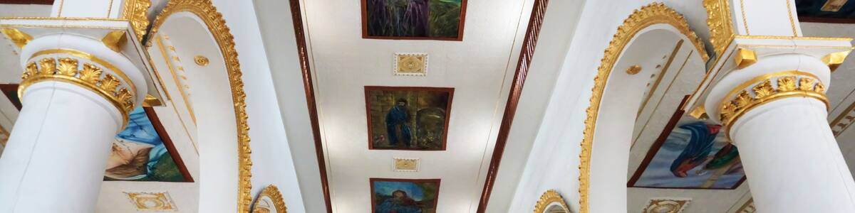 Sopetrán, Antioquia, Colombia; June 29, 2024: Ceiling interior details of Our Lady of the Assumption in the main square of Sopetrán town.