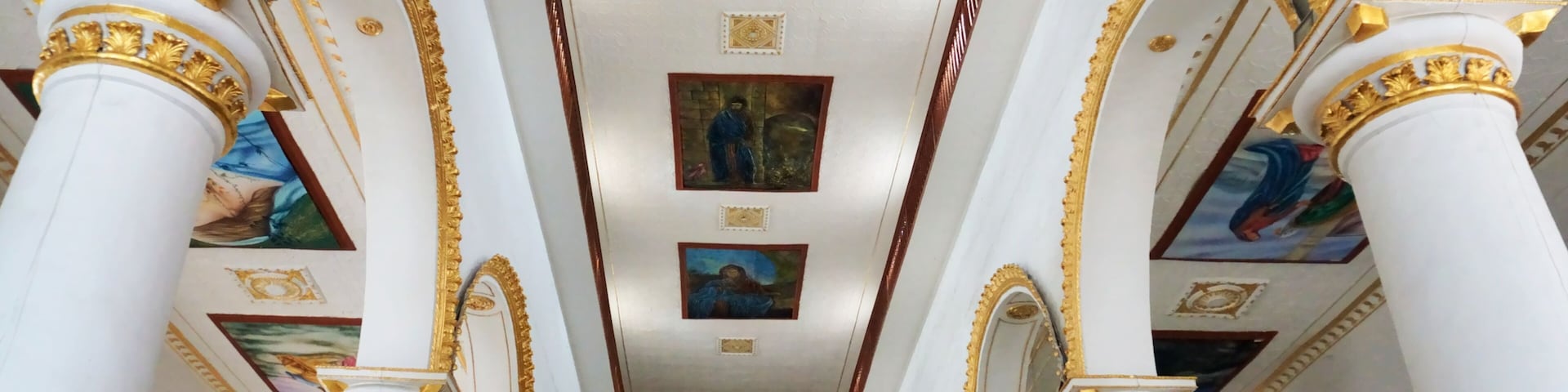 Sopetrán, Antioquia, Colombia; June 29, 2024: Ceiling interior details of Our Lady of the Assumption in the main square of Sopetrán town.