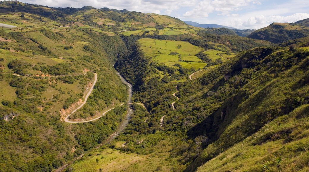 Winding road at Paso del Angel, Santa Sofia, near Villa de Leyva, Colombia