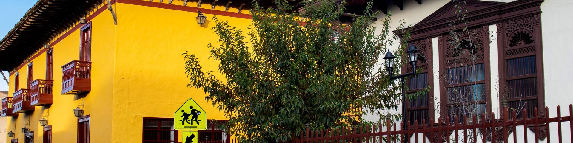 Beautiful street at the small town of Santa Rosa de Osos in Antioquia, Colombia.