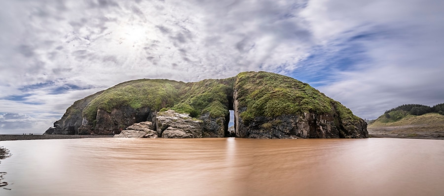 The famous travel destination of "Iglesia de Piedra" a natural stone church in the inside of a big cliff over the Pacific Ocean, a mysterious place with some drama in its history with ghosts and death