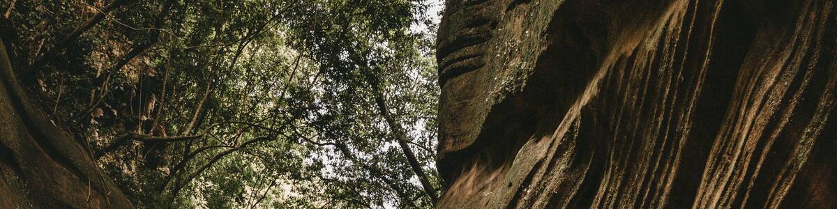waterfall and cave in the interior of rio grande do sul brazil