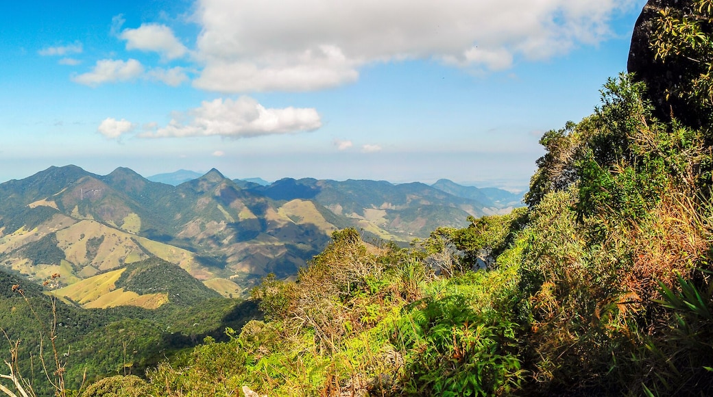 Panoramic view of the mountainous region of Macae, from the Peito do Pombo stone, Arraial do sana, Macae district, State of Rio de Janeiro, Brazil