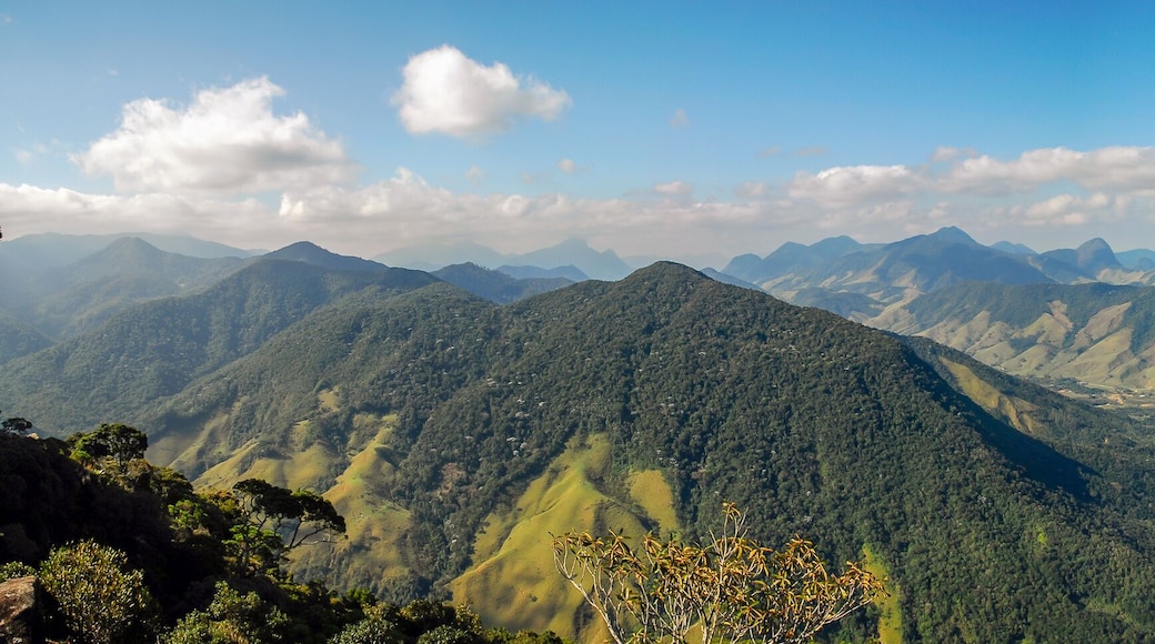 Panoramic view of the mountainous region of Macae, from the Peito do Pombo stone, Arraial do sana, Macae district, State of Rio de Janeiro, Brazil