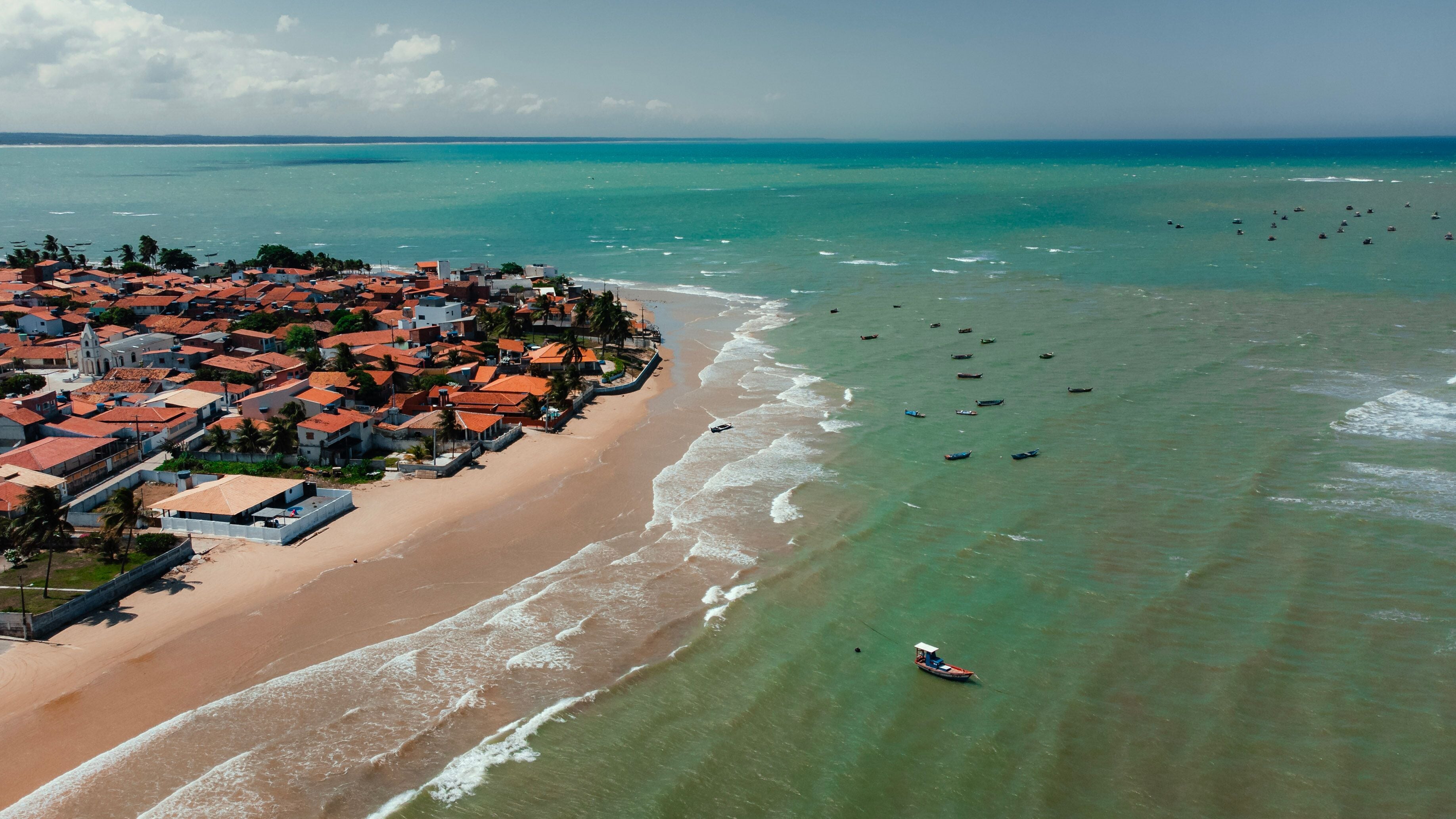Praia Litoral Cidade Drone Alagoas Pontal do Peba Nordeste Brasil Aérea Paisagem Oceano Atlântico Dunas