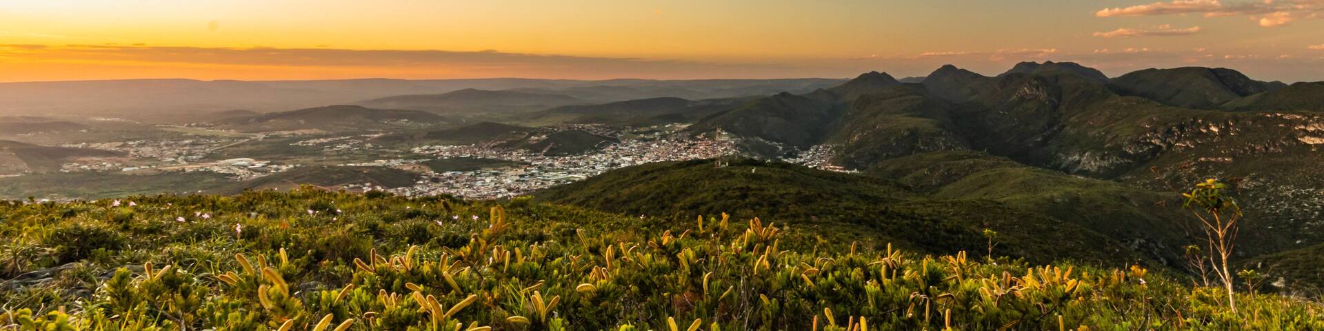 sunset in the mountains. Jacobina City, Bahia, Brazil