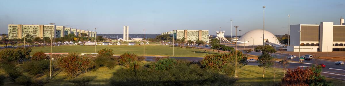 Panoramic view of Brasilia and Esplanada dos Ministerios (Esplanade of the Ministeries) - Brasilia, Distrito Federal, Brazil